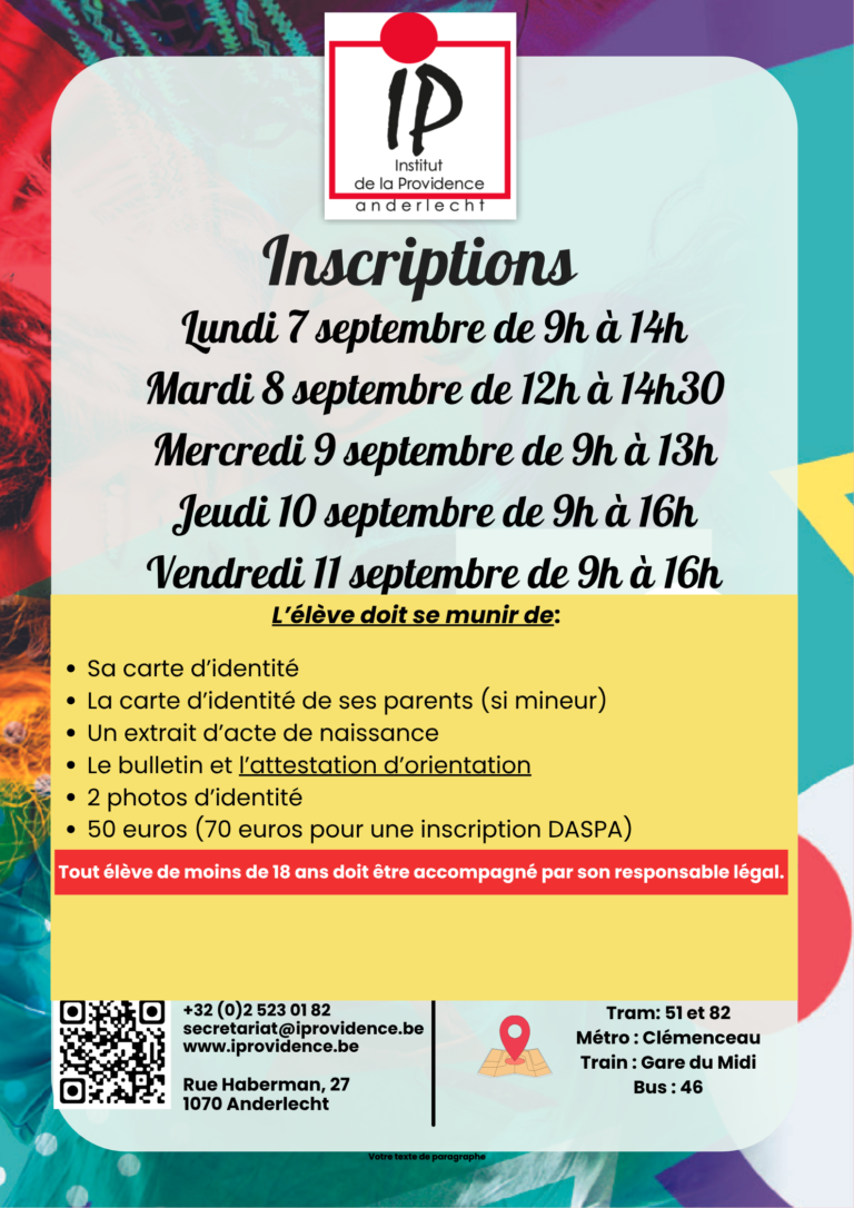 inscriptions semaine du 7 septembre